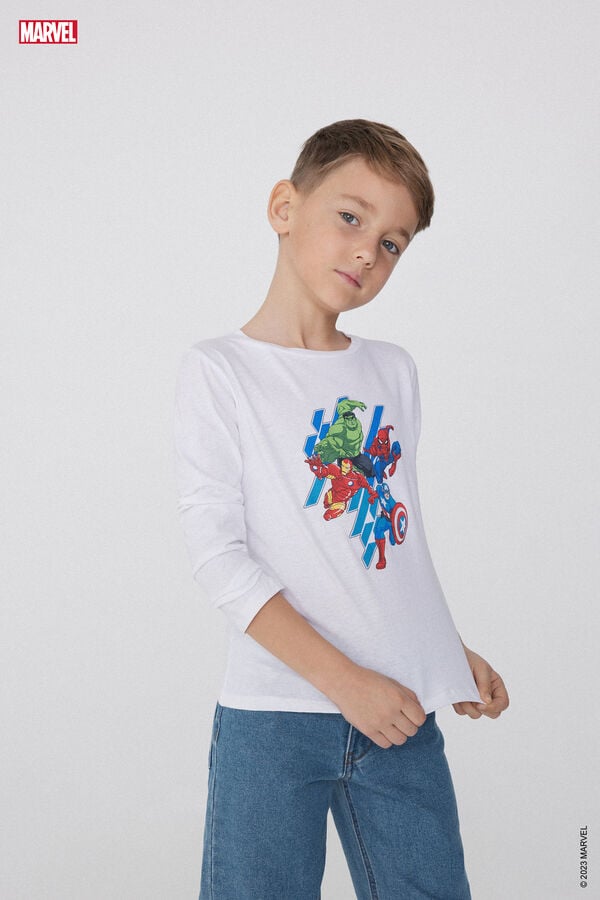 Tezenis Camiseta de Algodón de Manga Larga con Estampado Avengers Solo hoy