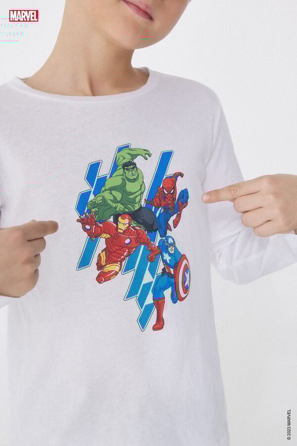 Tezenis Camiseta de Algodón de Manga Larga con Estampado Avengers Solo hoy
