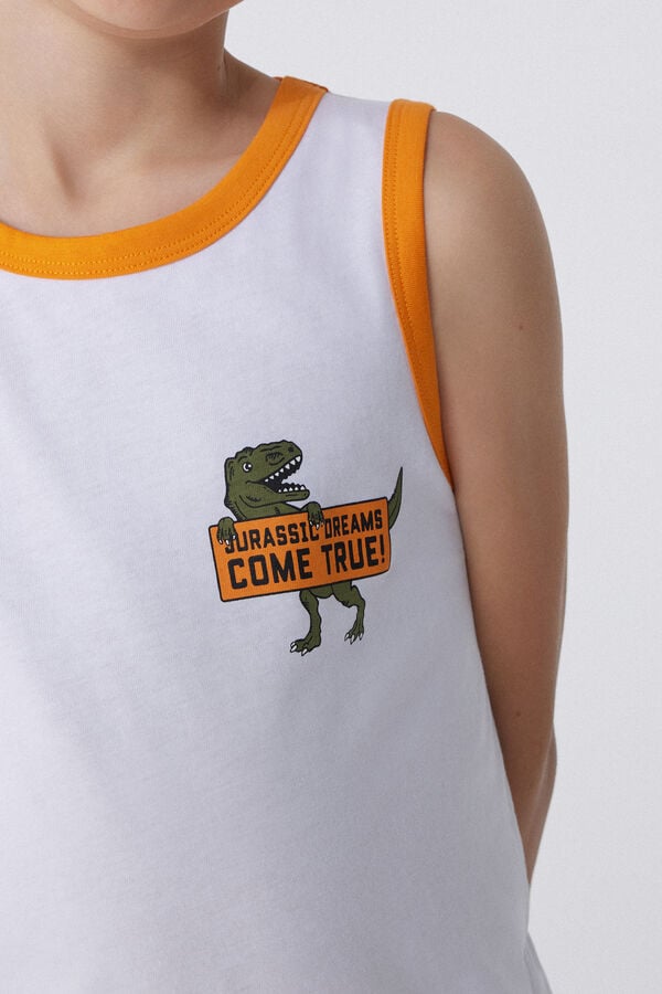 Tezenis Pijama Corto con Camiseta de Tirantes de Algodón con Estampado de Dinosaurio para Niña Ofertas de temporada