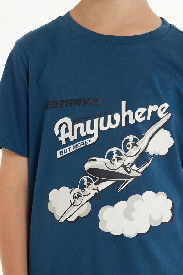 Tezenis Pijama Corto de Manga Corta de Algodón con Estampado de Avión para Niño Grandes ahorros