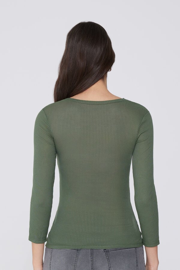 Tezenis Camiseta Manga Tres Cuartos Escote Pico Viscosa Canalé Solo queda un día