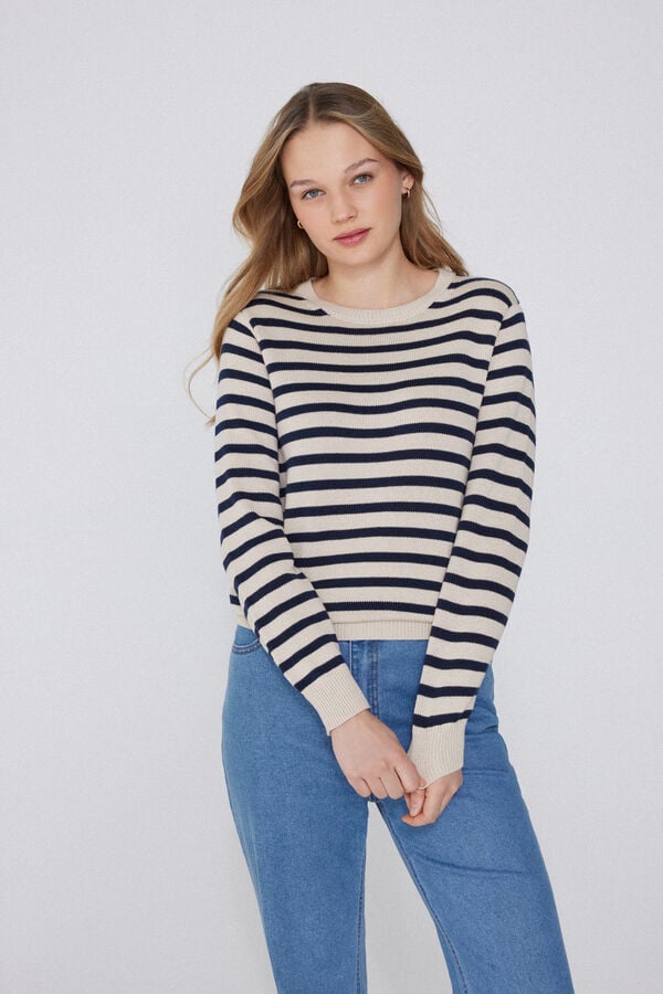 Tezenis Jersey de Manga Larga y Cuello Redondo Básico de Algodón Calado Rebajas de fábrica
