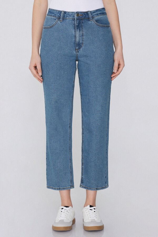 Tezenis Vaqueros de Talle Alto Denim Rectos con Bolsillos