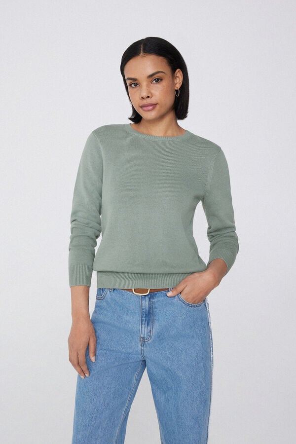 Tezenis Jersey de Manga Larga y Cuello Redondo Básico de Algodón Calado Descuento