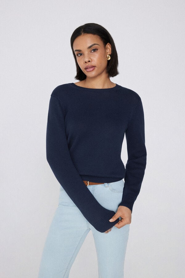 Tezenis Jersey de Manga Larga y Cuello Redondo Básico de Algodón Calado Tienda