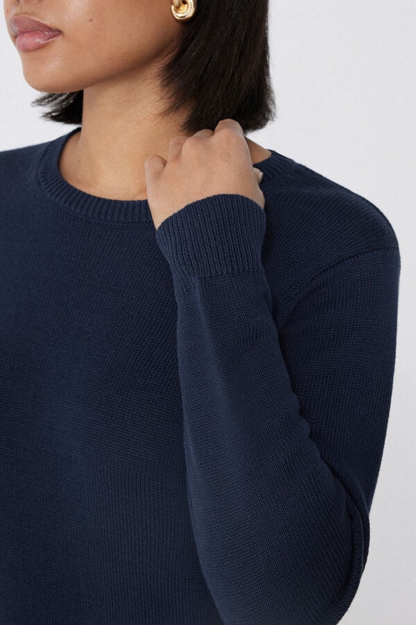 Tezenis Jersey de Manga Larga y Cuello Redondo Básico de Algodón Calado Tienda