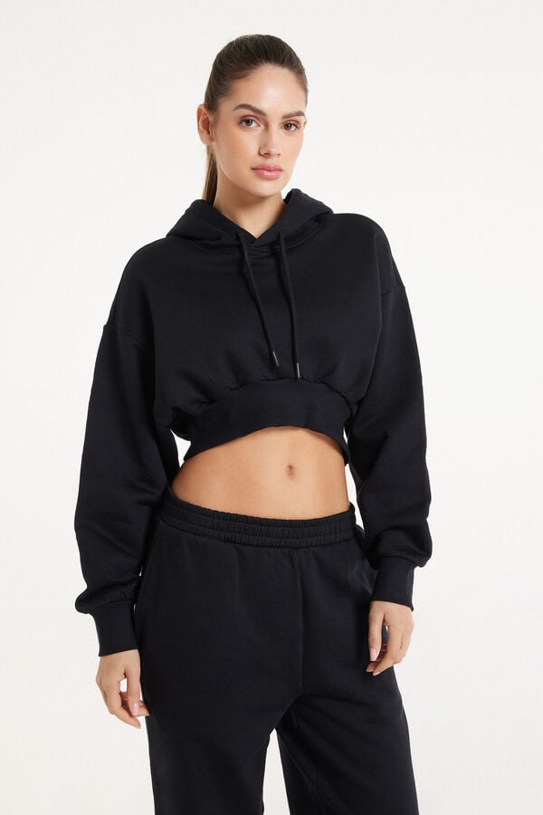 Tezenis Sudadera Corta Gruesa de Manga Larga con Capucha y Hombro Caído Último día