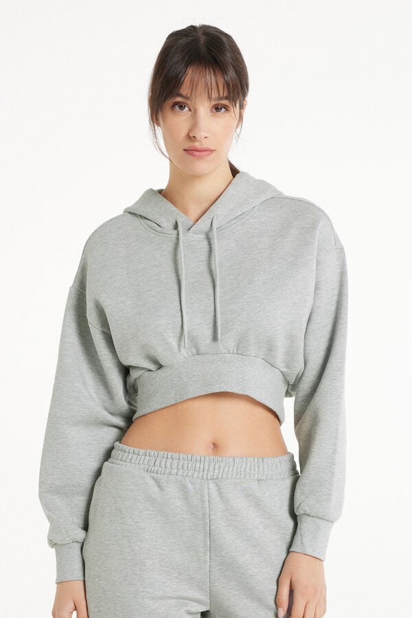 Tezenis Sudadera Corta Gruesa de Manga Larga con Capucha y Hombro Caído