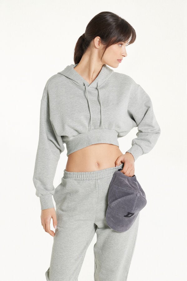 Tezenis Sudadera Corta Gruesa de Manga Larga con Capucha y Hombro Caído Precio de fábrica