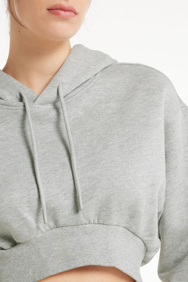 Tezenis Sudadera Corta Gruesa de Manga Larga con Capucha y Hombro Caído Precio de fábrica
