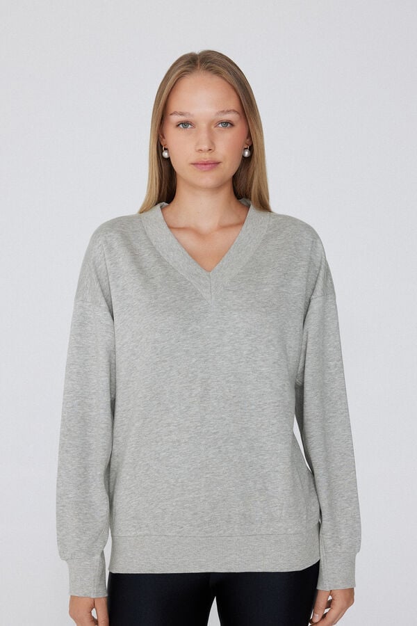Tezenis Sudadera Gruesa Manga Larga Escote Pico Última moda