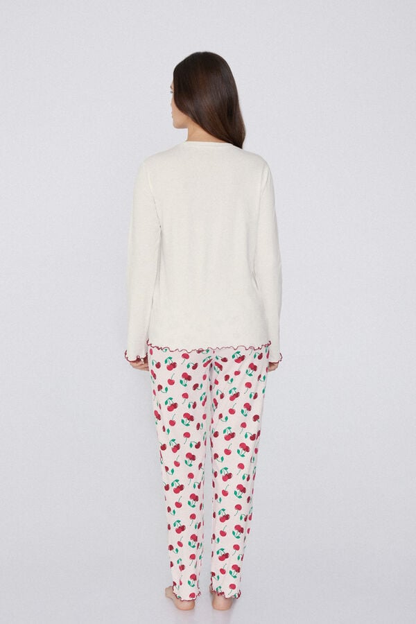 Tezenis Pijama Largo de Algodón Estampado Cerezas Mejor oferta