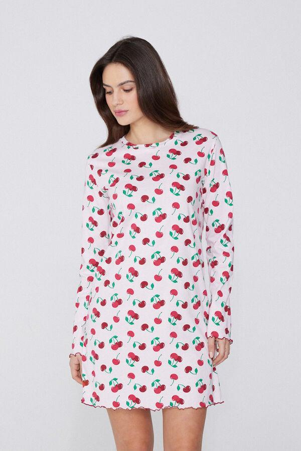 Tezenis Camisón de Algodón Estampado Cerezas