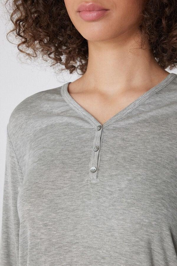 Tezenis Pijama Largo Canalé Escote Pico Abotonado COMPRAR AHORA