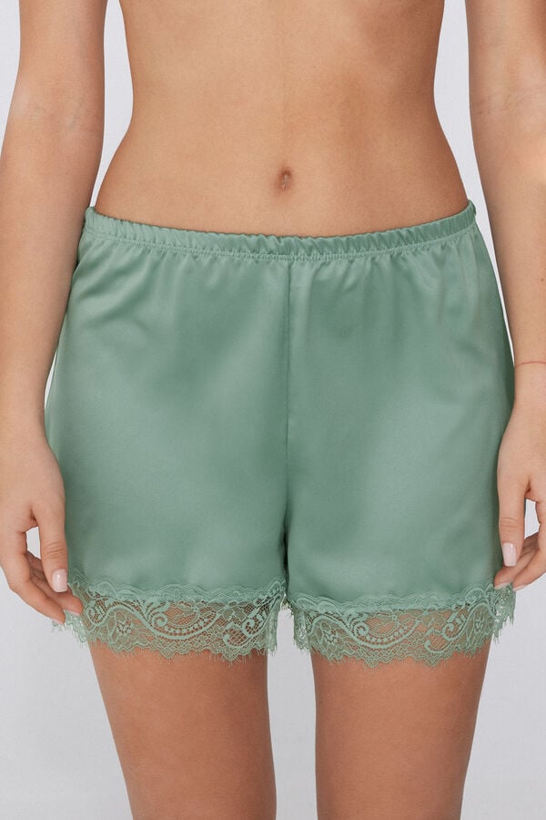Tezenis Pantalón Corto de Raso y Encaje