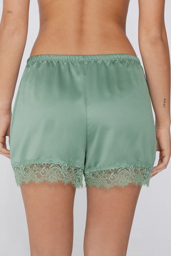 Tezenis Pantalón Corto de Raso y Encaje Precio de fábrica