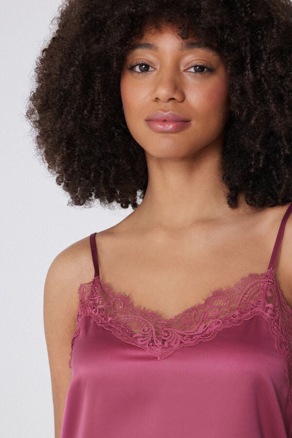 Tezenis Camiseta de Tirantes Finos de Raso y Encaje Promoción por tiempo limitado
