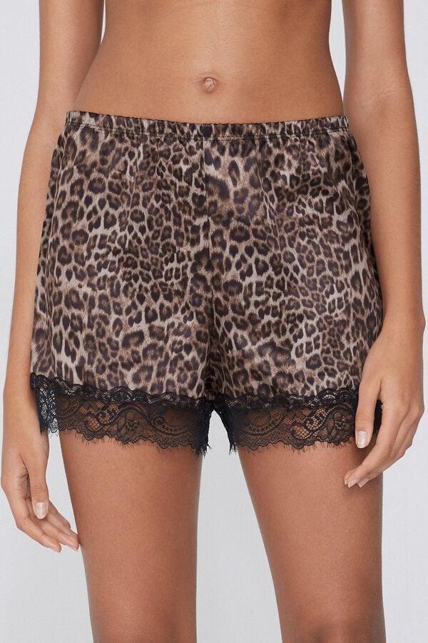 Tezenis Pantalón Corto de Raso Estampado y Encaje