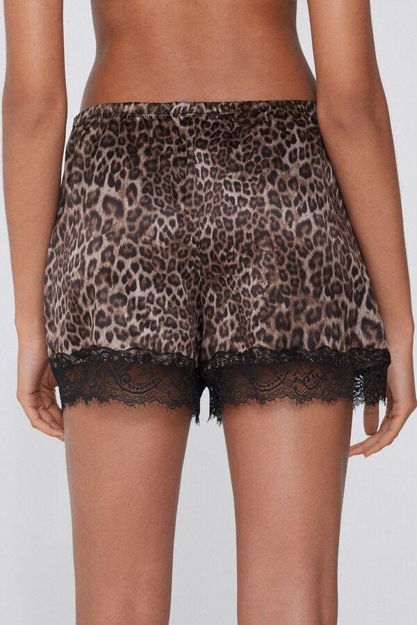 Tezenis Pantalón Corto de Raso Estampado y Encaje Limitado a 3 días