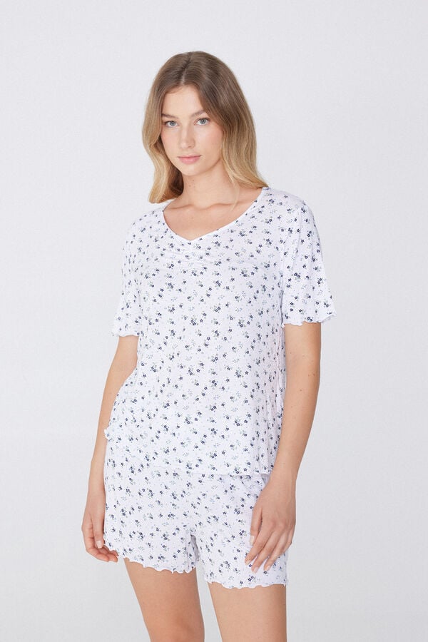 Tezenis Pijama Corto de Media Manga de Viscosa con Frunce