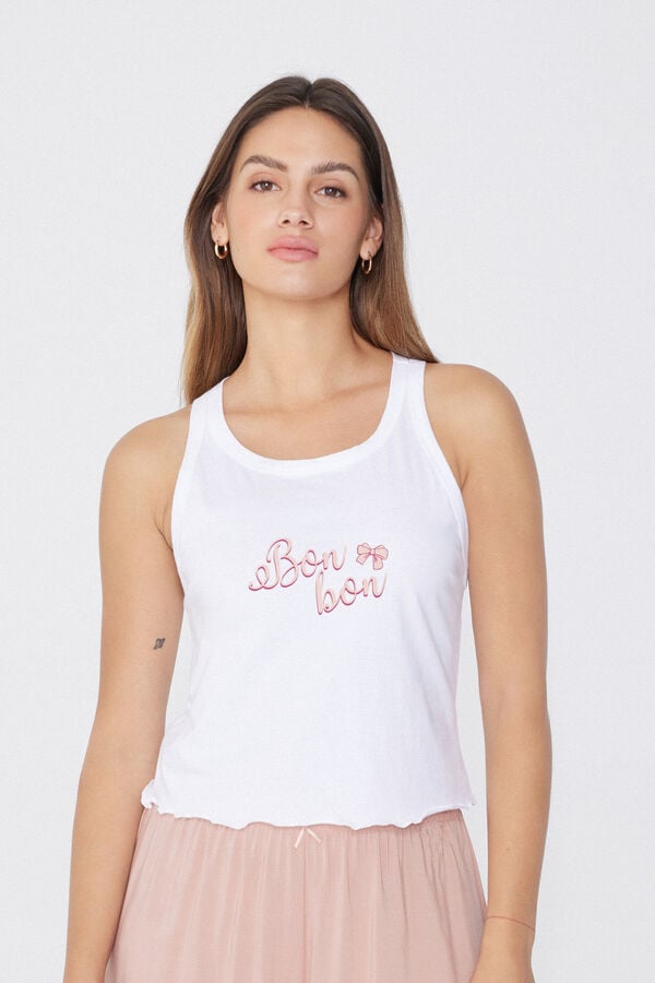 Tezenis Top Corto de Algodón con Estampado y Punto Festoneado 2025