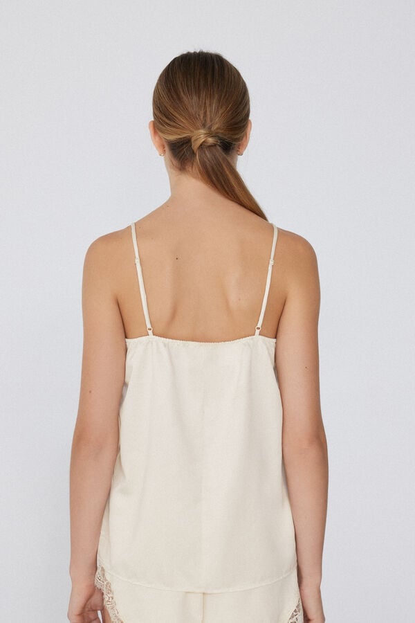 Tezenis Camiseta de Tirantes Finos de Raso y Encaje En oferta