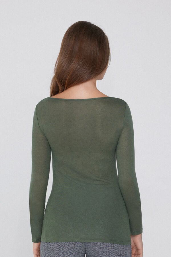 Tezenis Camiseta con Cuello de Barco de Viscosa y Lana Merino Gran oferta