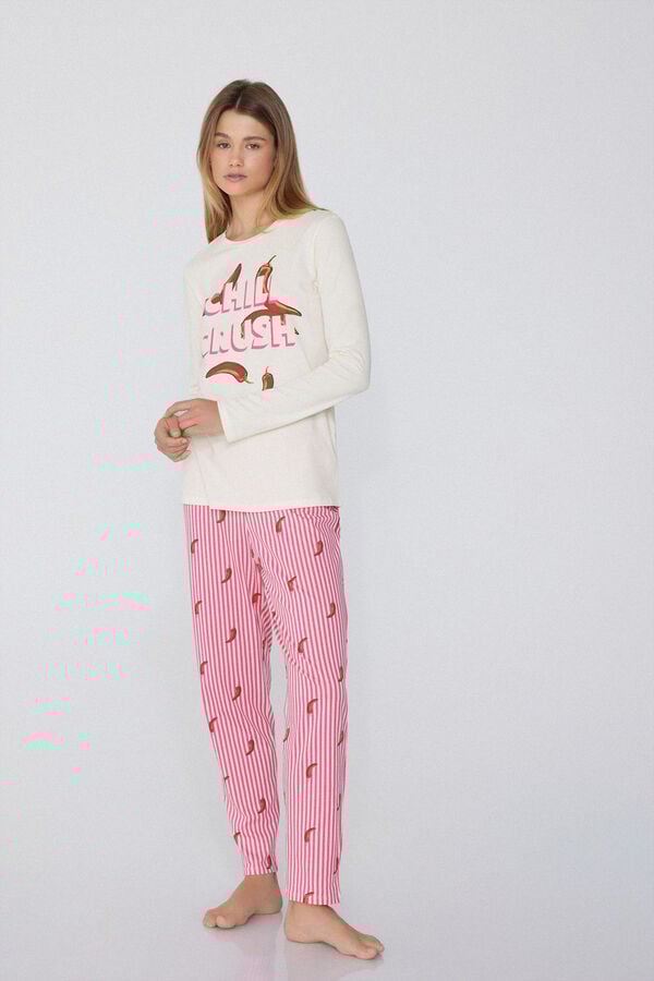 Tezenis Pijama Largo de Algodón con Estampado de Pimiento Chile Precio de fábrica
