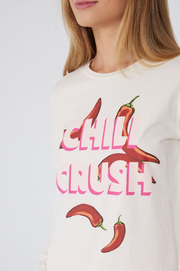 Tezenis Pijama Largo de Algodón con Estampado de Pimiento Chile Precio de fábrica