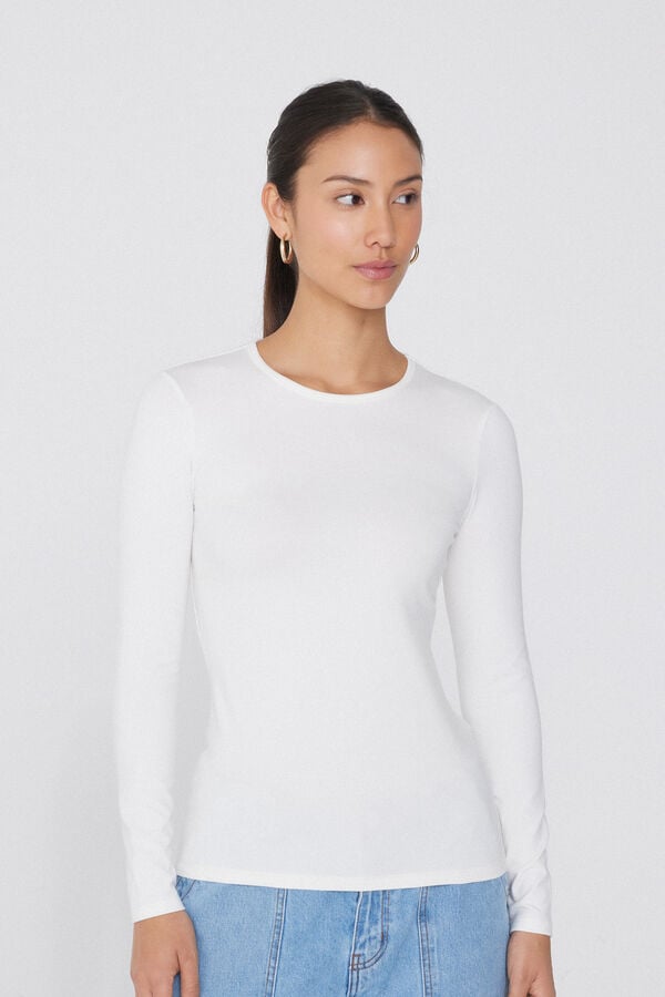 Tezenis Camiseta con Cuello Redondo de Algodón y Modal Térmico
