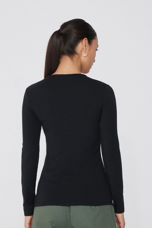 Tezenis Camiseta con Cuello Redondo de Algodón y Modal Térmico Rebajas baratas
