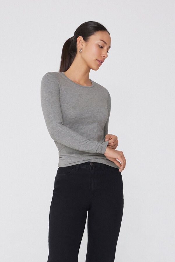 Tezenis Camiseta con Cuello Redondo de Algodón y Modal Térmico Rebajas de fábrica