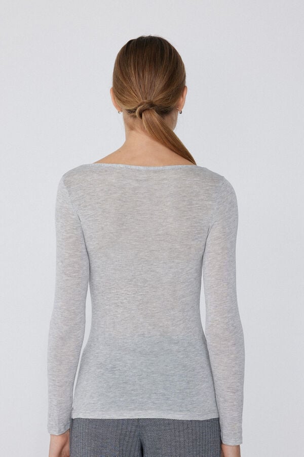 Tezenis Camiseta con Cuello de Barco de Viscosa y Lana Merino Liquidación