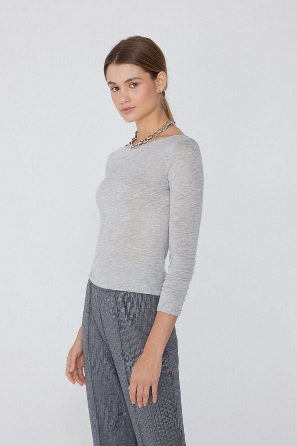Tezenis Camiseta con Cuello de Barco de Viscosa y Lana Merino Liquidación