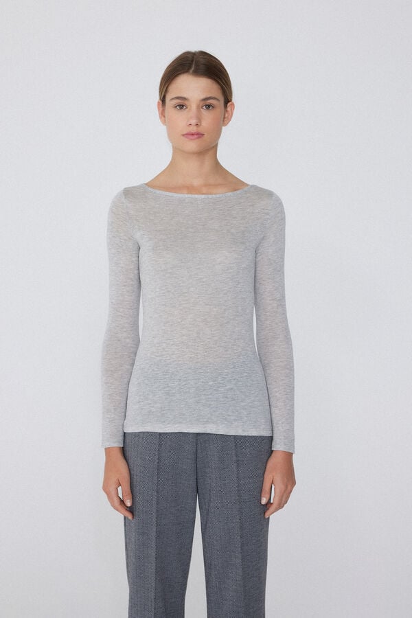 Tezenis Camiseta con Cuello de Barco de Viscosa y Lana Merino Liquidación