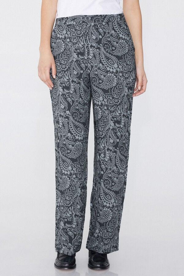 Tezenis Pantalón Largo Recto de Tela de Viscosa