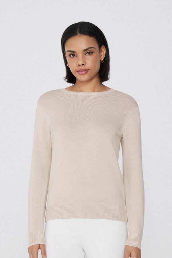 Tezenis Jersey de Manga Larga y Cuello Redondo Básico de Algodón Calado Ventas relámpago