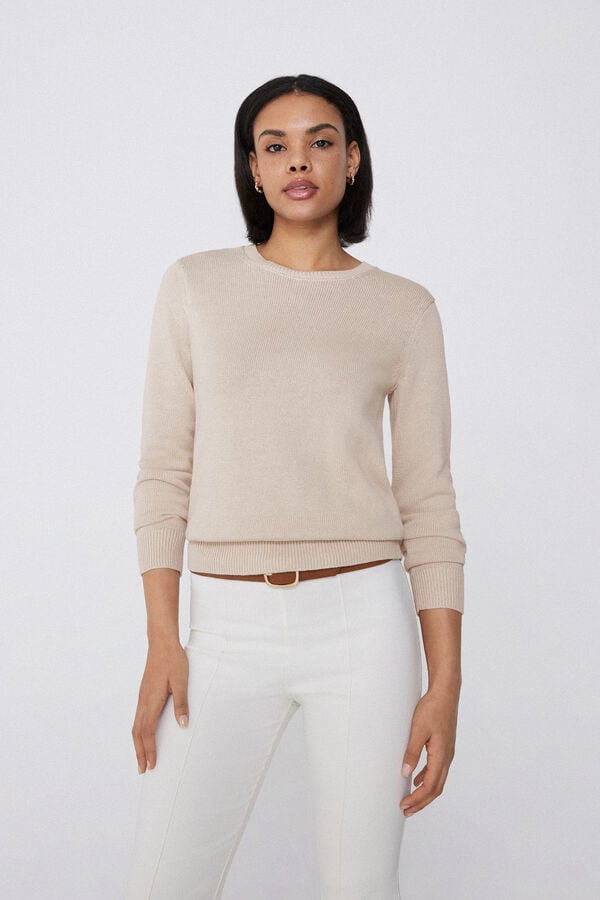Tezenis Jersey de Manga Larga y Cuello Redondo Básico de Algodón Calado Ventas relámpago
