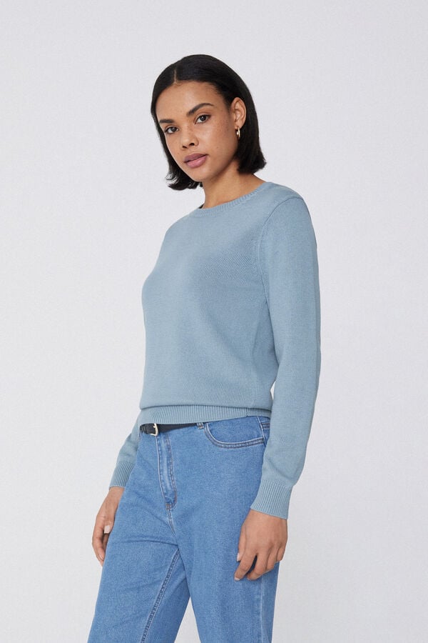 Tezenis Jersey de Manga Larga y Cuello Redondo Básico de Algodón Calado Tienda