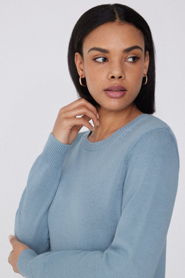 Tezenis Jersey de Manga Larga y Cuello Redondo Básico de Algodón Calado Tienda