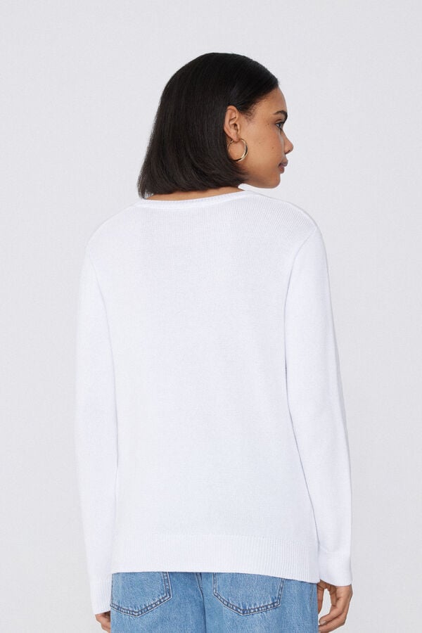 Tezenis Jersey de Manga Larga y Cuello Redondo Básico de Algodón Calado Tienda