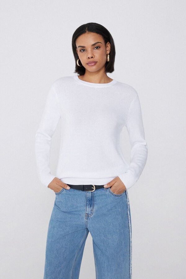 Tezenis Jersey de Manga Larga y Cuello Redondo Básico de Algodón Calado Tienda