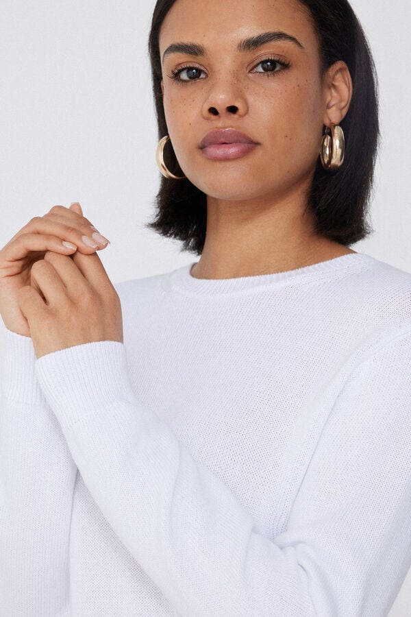 Tezenis Jersey de Manga Larga y Cuello Redondo Básico de Algodón Calado Tienda