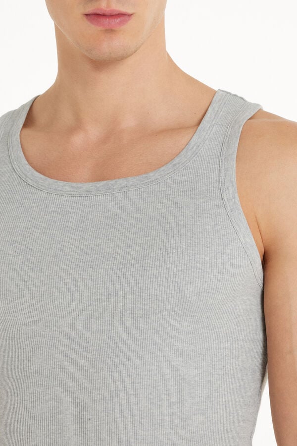 Tezenis Camiseta de Tirantes Canalé Tirantes Anchos Algodón Hombre Liquidación