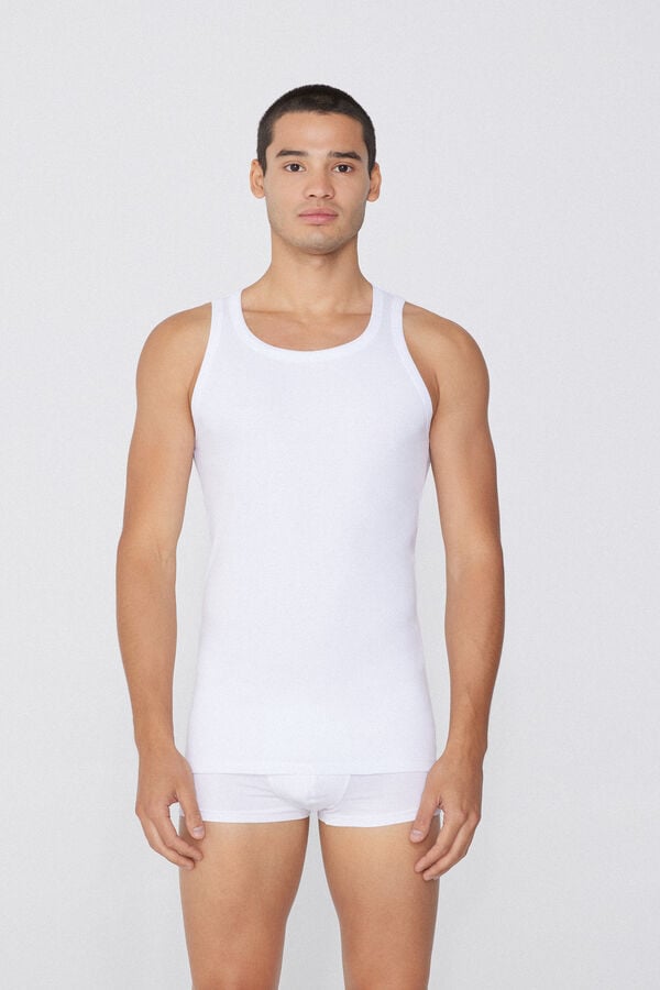 Tezenis Camiseta de Tirantes Canalé Tirantes Anchos Algodón Hombre