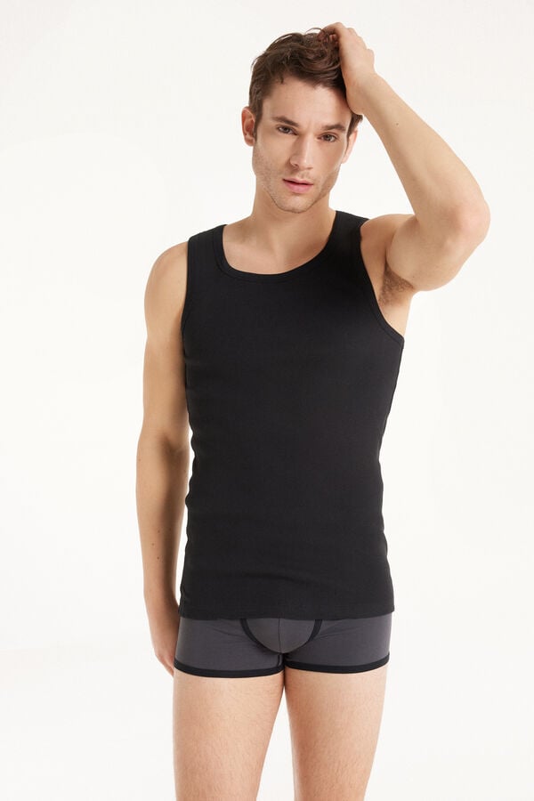 Tezenis Camiseta de Tirantes Canalé Tirantes Anchos Algodón Hombre Limitado a 3 días