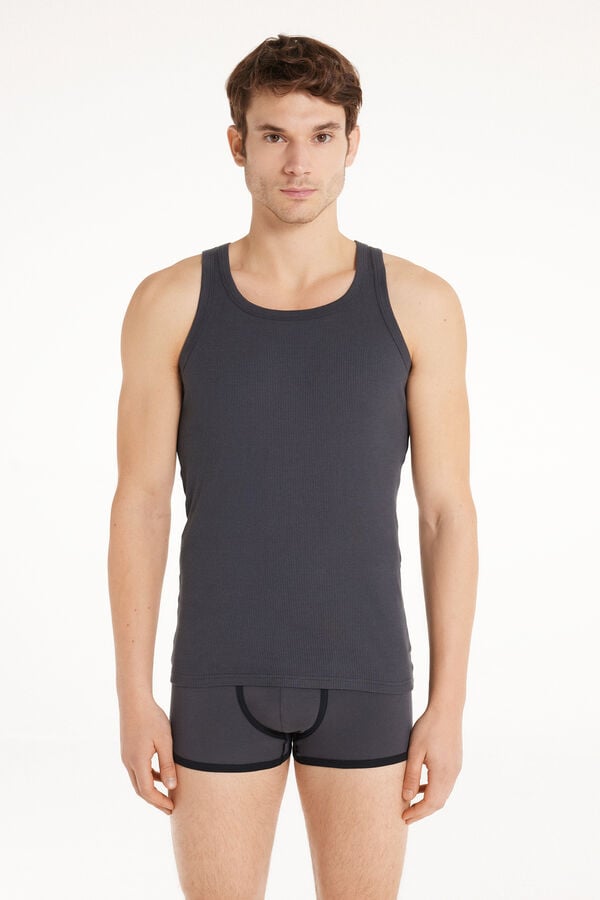 Tezenis Camiseta de Tirantes Canalé Tirantes Anchos Algodón Hombre En oferta