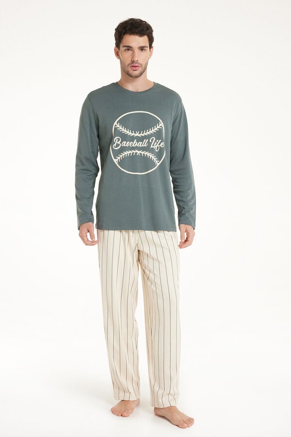 Tezenis Pijama Largo de Algodón Grueso Béisbol Ventas relámpago